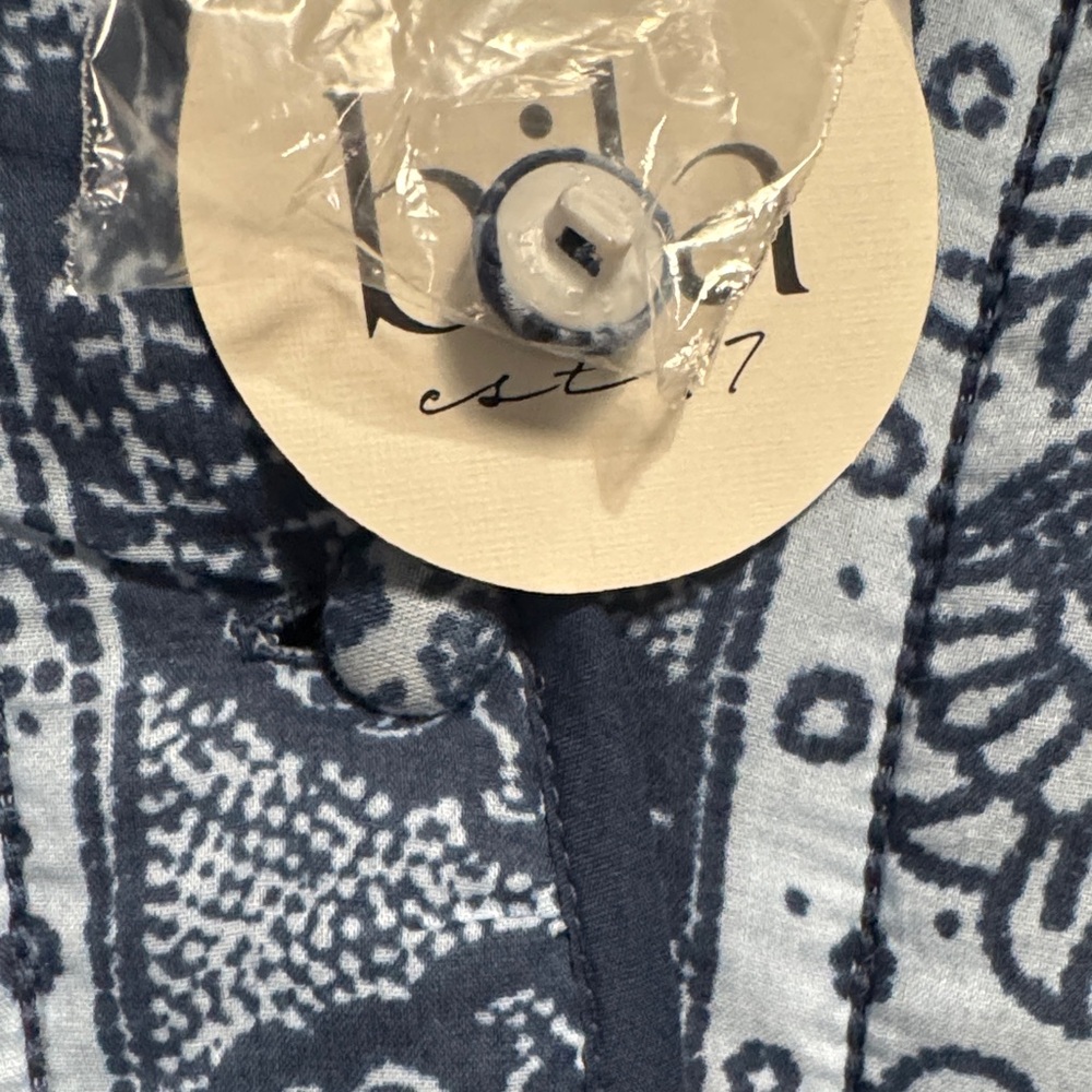 Blue Patterned Quilted Jacket - Picture 5 of 6